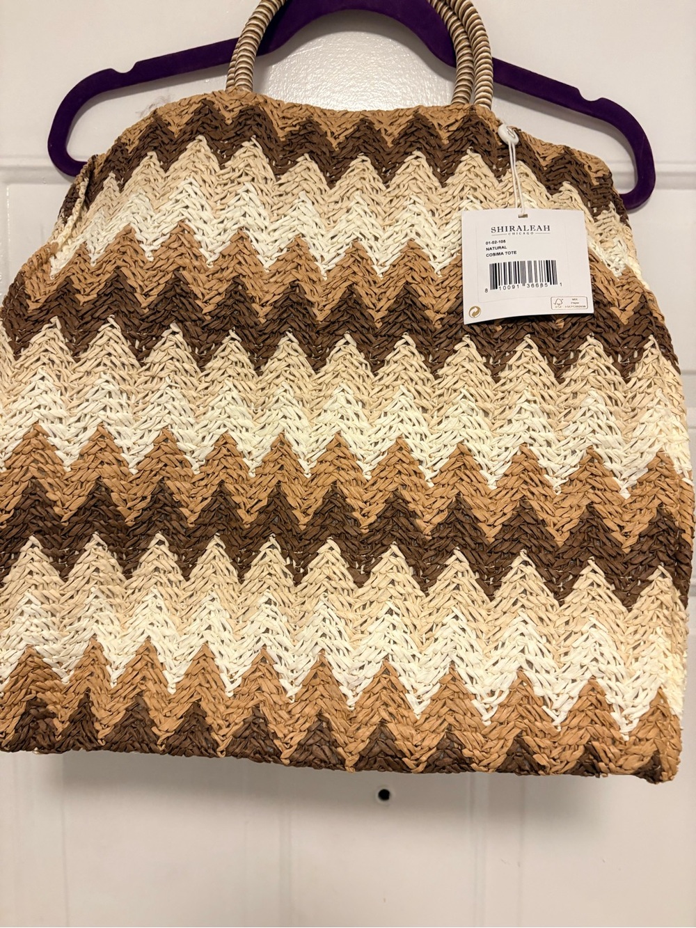 Shiraleah Chevron Knit Mini Skirt in Brown & Cream